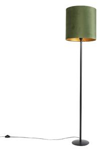 Botanická stojaca lampa čierna so zeleným tienidlom 40 cm - Simplo