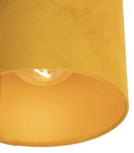 Stropné svietidlo s velúrovým odtieňom okrové so zlatom 20 cm - kombi čierna