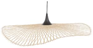 Závesná lampa svetlohnedá bambusové drevo oválne tienidlo 80 cm stropné svietidlo boho štýl