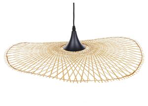 Závesná lampa svetlohnedá bambusové drevo oválne tienidlo 60 cm stropné svietidlo boho štýl
