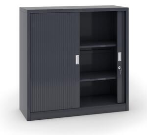 Kovová skriňa s roletovými dverami, 1200 x 1200 x 450 mm, tmavo sivá