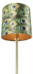Botanická stolná lampa mosadz s pávím tienidlom 25 cm - Simplo
