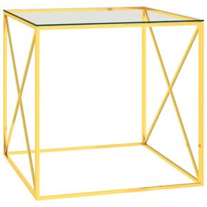 Konferenčný stolík zlatý 55x55x55 cm nehrdzavejúca oceľ a sklo