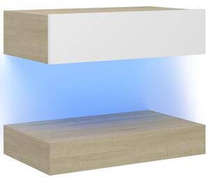 Nočný stolík biely a dub sonoma 60x35 cm drevotrieska