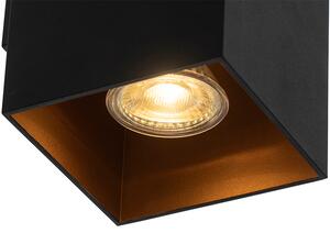 Dizajnové nástenné svietidlo čierne so zlatým štvorcom - Sab