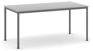 Jedálenský stôl, 160x80 cm, tmavo sivá podnož, sivá