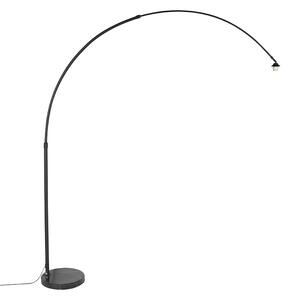 Moderná oblúková lampa čierna s mramorovým podstavcom - XXL