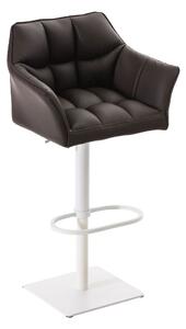 Barová stolička Damas W1 ~ koženka, biely rám - Hnedá
