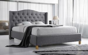 Sivá čalúnená postel ASPEN 140 x 200 cm