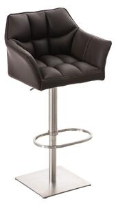Barová stolička Damas E1 ~ koženka, nerezový rám - Hnedá