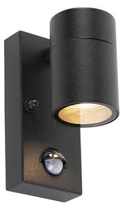 Vonkajšie nástenné svietidlo čierne s pohybovým senzorom IP44 - Solo