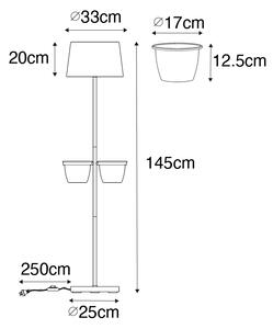 Moderná stojaca lampa čierna so sklom 33 cm - Roslini