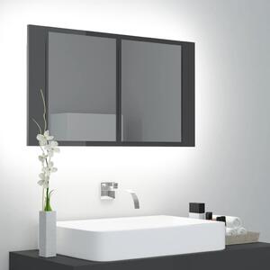LED kúpeľňová zrkadlová skrinka lesklá sivá 80x12x45 cm