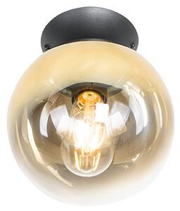 Stropné svietidlo Art Deco čierne so zlatým sklom - pallon