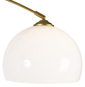 Moderná oblúková lampa z mosadze s bielym tienidlom - Arc Basic