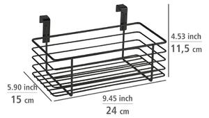 Čierny závesný kovový košík na kuchynské dvierka Wenko Slim, 24 x 15 cm