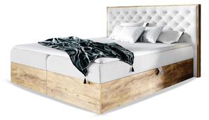 Wilsondo Čalúnená boxspring manželská posteľ WOOD 3 s úložným priestorom - biela Paros Rozmer: 180x200