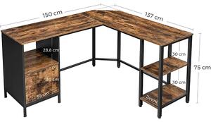 Massive home | Psací stůl rohový s úložným prostorem Vintage LWD75X