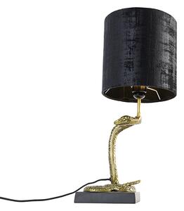 Vintage stolná lampa mosadzná s čiernym tienidlom čierna 20 cm - Animal Slange