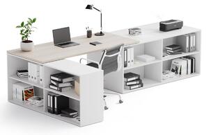 Kancelársky písací stôl s úložným priestorom BLOCK B02, biela/dub prírodný