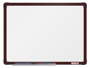 Biela magnetická popisovacia tabuľa boardOK, 600 x 450 mm, hnedý rám