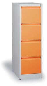 Kovová kartotéka A4, 4 zásuvky, demontovaná, sivá / oranžová