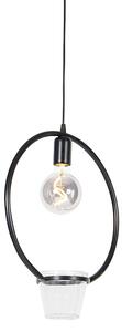 Moderná závesná lampa čierna 12 cm - Roslina