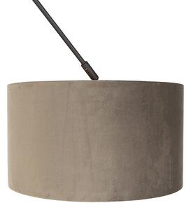 Závesná lampa s velúrovým tienidlom taupe so zlatom 35 cm - Blitz I čierna