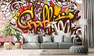 Samolepiaca tapeta veselá graffiti stena