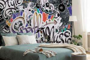 Tapeta trendy fialová graffiti stena