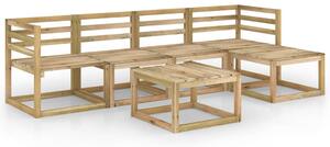 6-dielna záhradná sedacia súprava zelené impregnované borovicové drevo