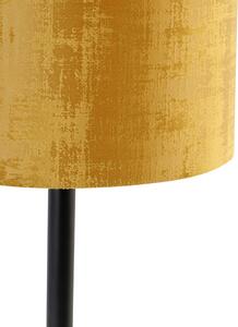 Moderná stolná lampa čierna so zlatým tienidlom 25 cm - Simplo