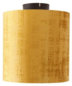 Stropná lampa matný čierny zamatový odtieň zlatá 25 cm - Combi