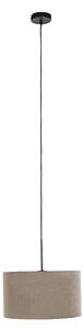 Závesná lampa s velúrovým tienidlom taupe so zlatom 35 cm - Combi