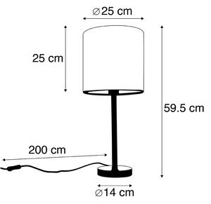 Romantická stolová lampa čierna s kvetinovým tienidlom 25 cm - Simplo