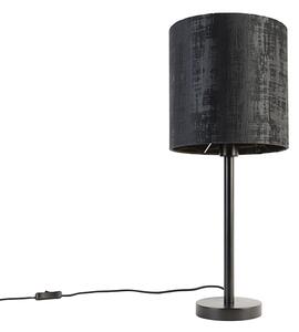 Moderná stolná lampa čierna s čiernym tienidlom 25 cm - Simplo