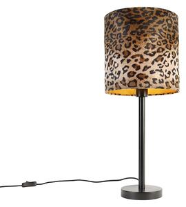 Moderná stolná lampa čierna s tienidlom leopard 25 cm - Simplo