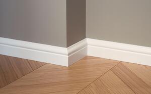 LAGRUS Vlhkuodolná MDF podlahová lišta ATENA 100 Plus – 10 cm, biela RAL 9003
