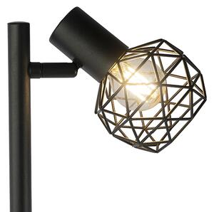 Dizajnová stojaca lampa čierna 3-svetlá nastaviteľná - sieťovina