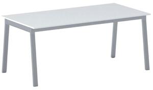Rokovací kancelársky stôl PRIMO BASIC, 180x90 cm, sivostrieborná podnož, biela