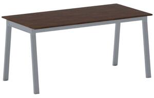 Rokovací kancelársky stôl PRIMO BASIC, 160x80 cm, sivostrieborná podnož, orech