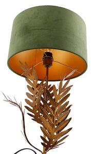 Vintage stolná lampa zlatá s velúrovým odtieňom zelenej 35 cm - Botanica