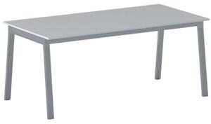 Rokovací kancelársky stôl PRIMO BASIC, 180x90 cm, sivostrieborná podnož, sivá