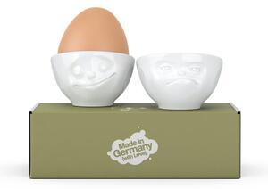 Sada 2 bielych porcelánových misiek na vajíčka 58products Happy & Hmpff