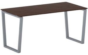 Kancelársky stôl PRIMO IMPRESS, sivostrieborná podnož, 1600 x 800 mm, orech
