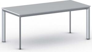 Rokovací kancelársky stôl PRIMO INVITATION, 180x80 cm, sivostrieborná podnož, sivá
