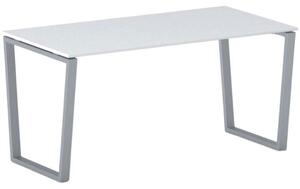 Kancelársky stôl PRIMO IMPRESS, sivostrieborná podnož, 1600 x 800 mm, biela