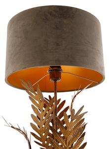 Vintage stolná lampa zlatá so zamatovým odtieňom tupá 35 cm - Botanica