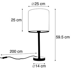 Moderná stolná lampa čierna s tienidlom kvety 25 cm - Simplo