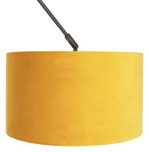Závesná lampa s velúrovým odtieňom okrová so zlatom 35 cm - Blitz I čierna